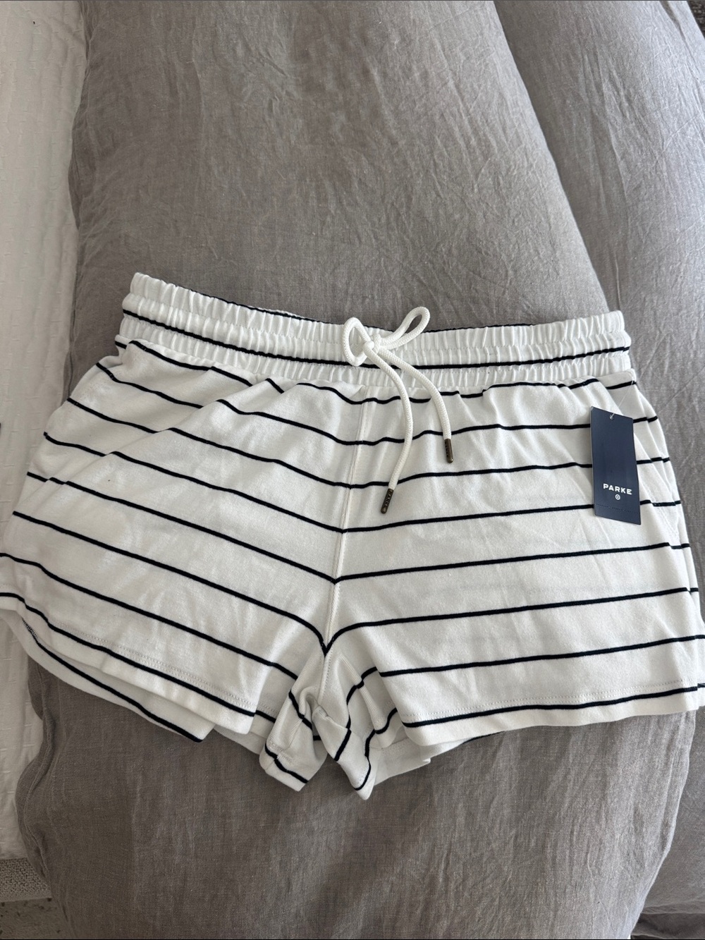 Parke x Target Striped Drawstring Athletic Shorts for Women - White/Navy